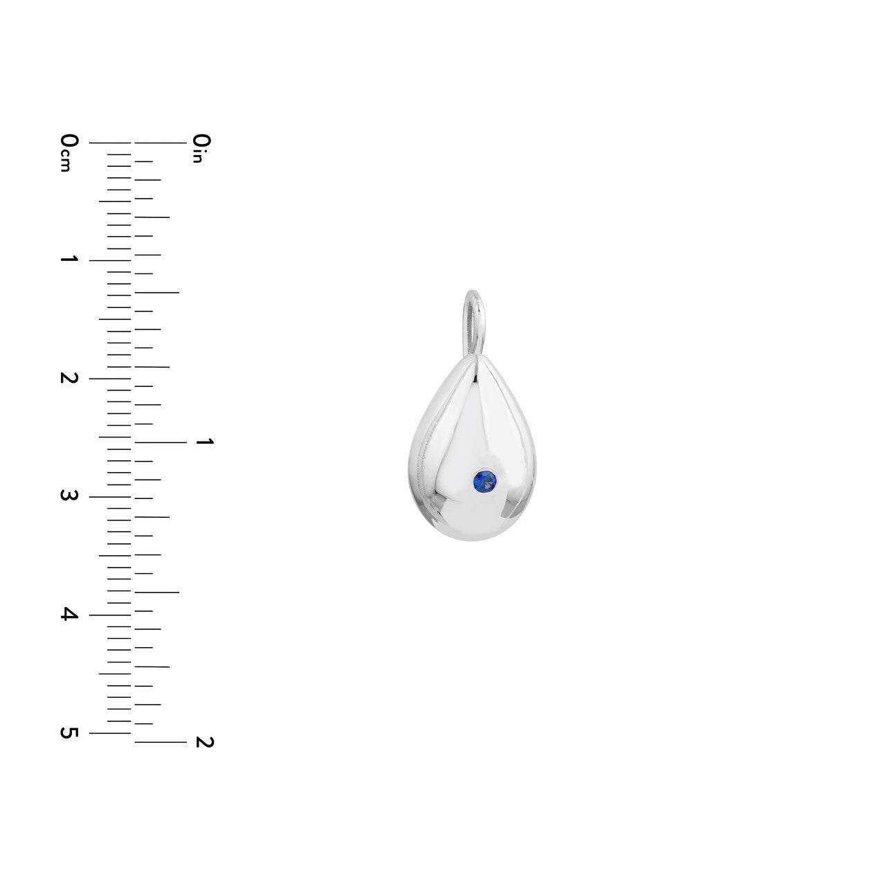 Sapphire Puffed Teardrop Pendant in White Gold