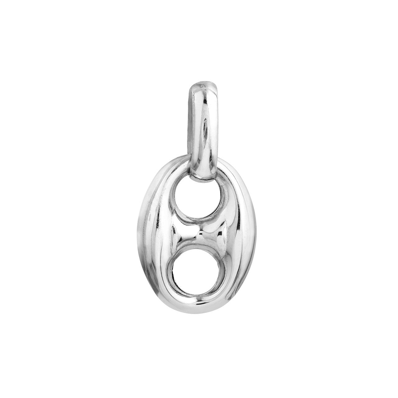 Polished Puffed Mariner Link Pendant in 14K White Gold