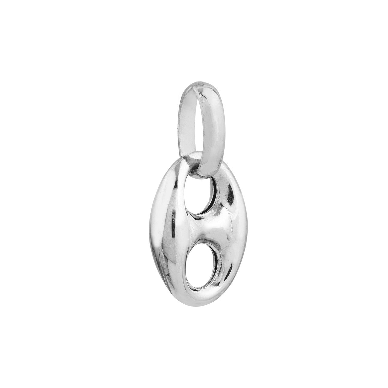 Polished Puffed Mariner Link Pendant in 14K White Gold