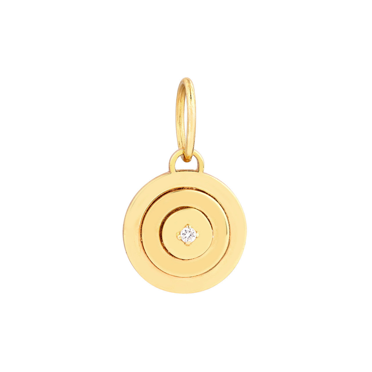 1.5pt Diamond Concentric Round Pendant in 14K Yellow Gold