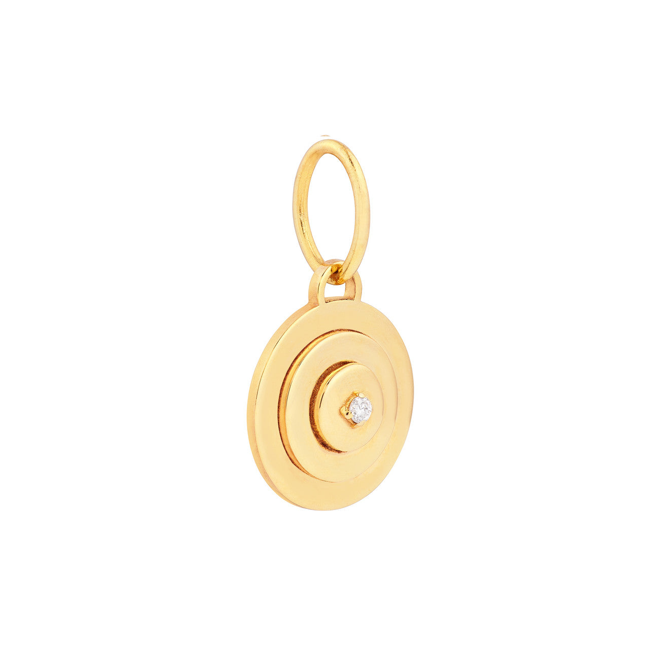 1.5pt Diamond Concentric Round Pendant in 14K Yellow Gold