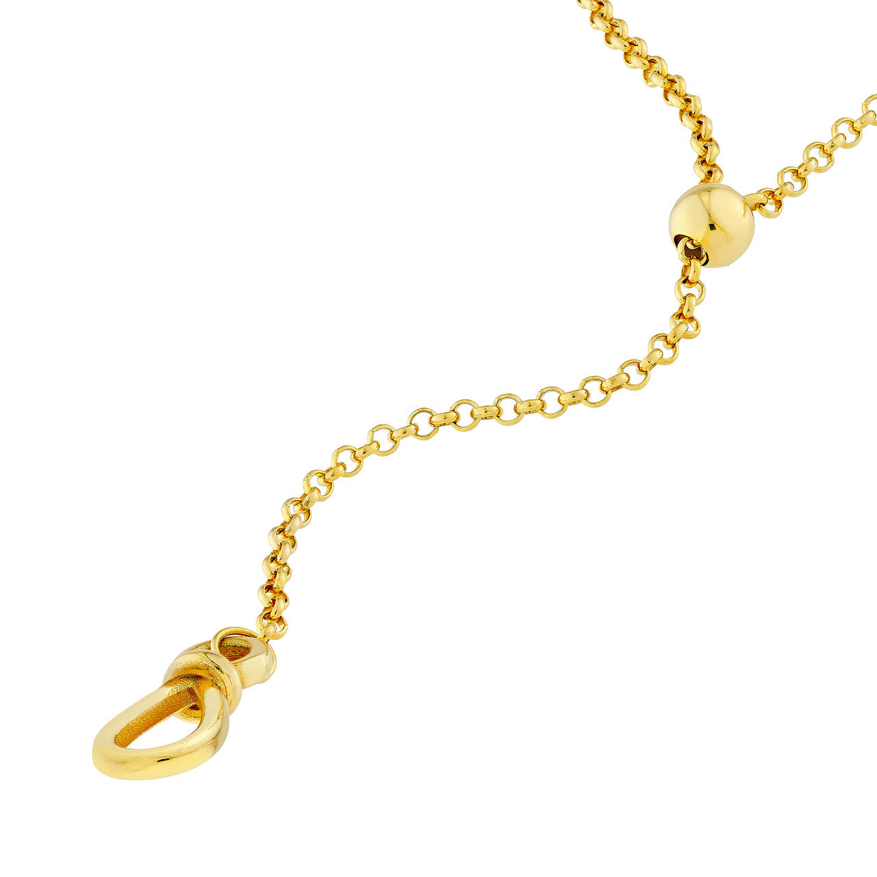 Pull Over Rolo Lariat Necklace in 14K Yellow Gold