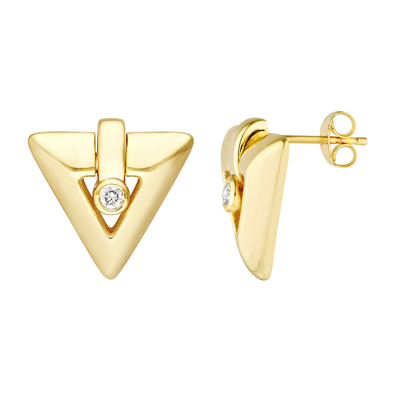 1/8 CTW Diamond Arrow Dangle Earrings 14K Yellow Gold