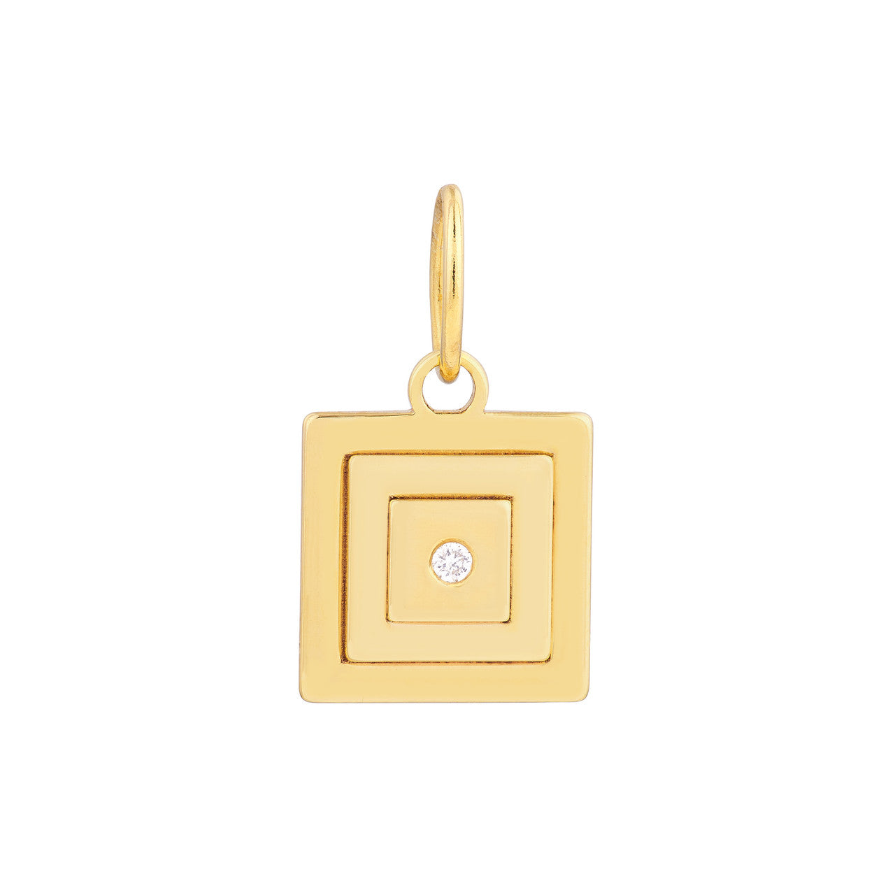 1.5pt Diamond Square Stacked Pendant 14K Yellow Gold
