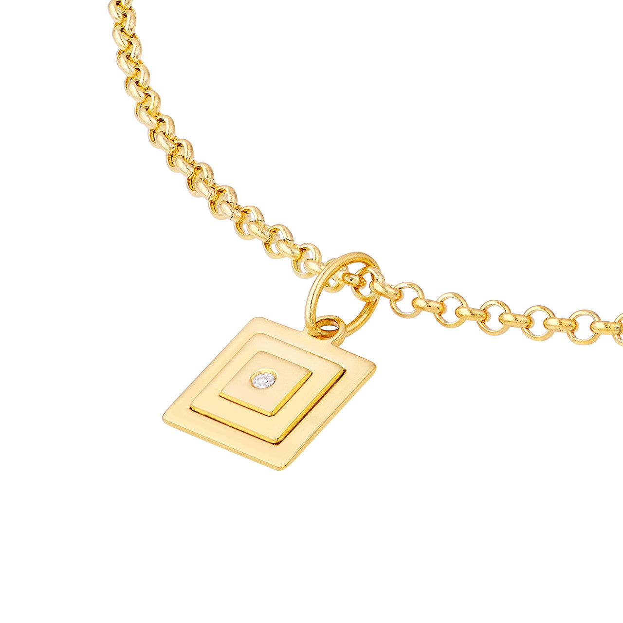 1.5pt Diamond Square Stacked Pendant 14K Yellow Gold