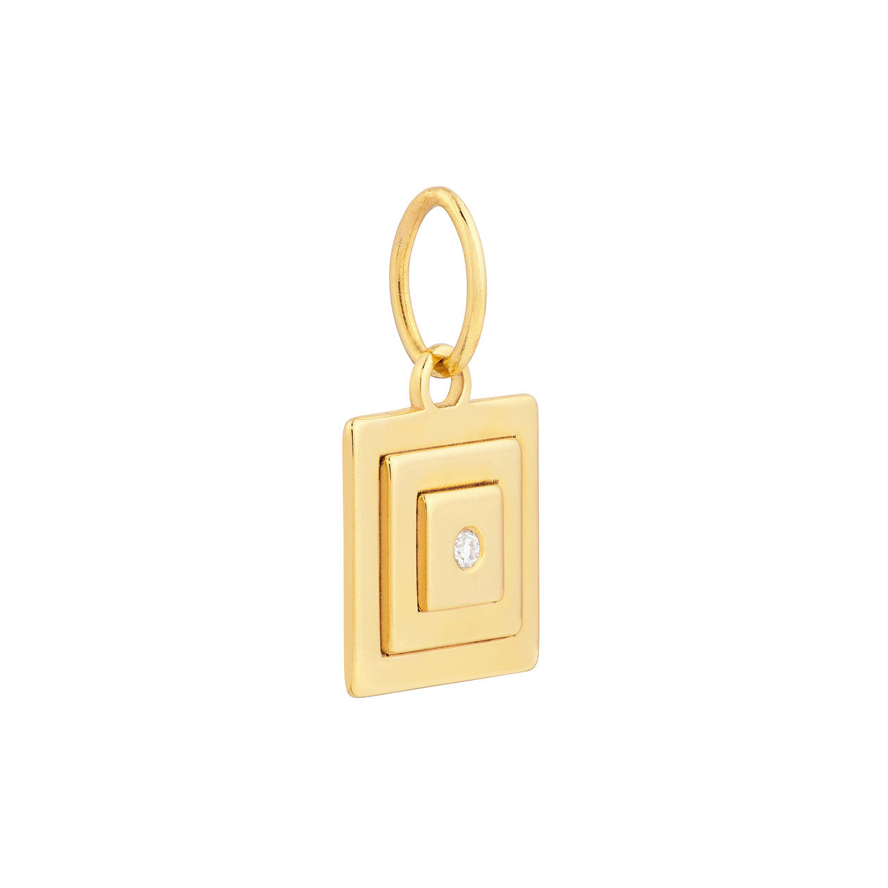 1.5pt Diamond Square Stacked Pendant 14K Yellow Gold
