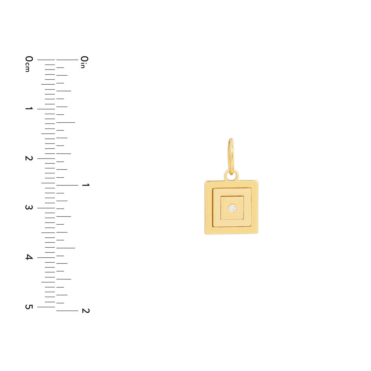 1.5pt Diamond Square Stacked Pendant 14K Yellow Gold