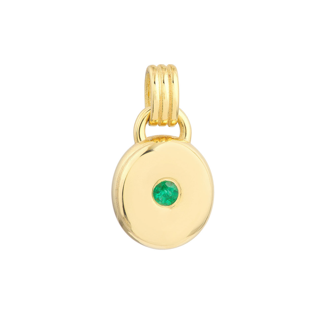 Emerald Round Pendant in 14K Yellow Gold