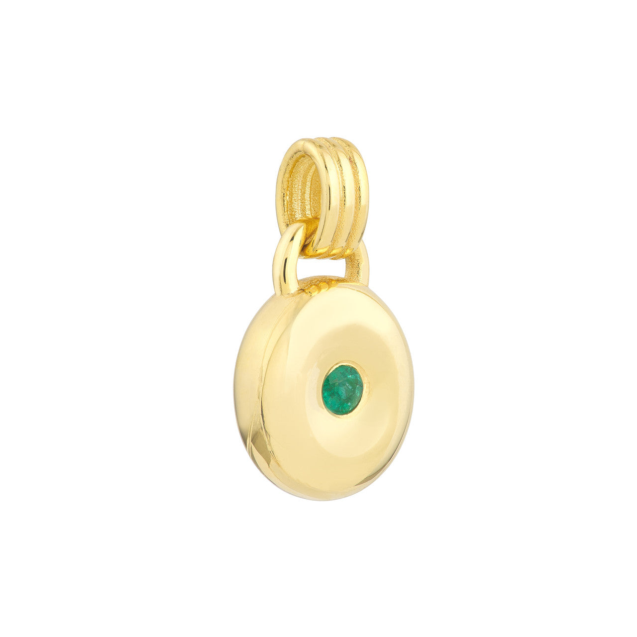 Emerald Round Pendant in 14K Yellow Gold