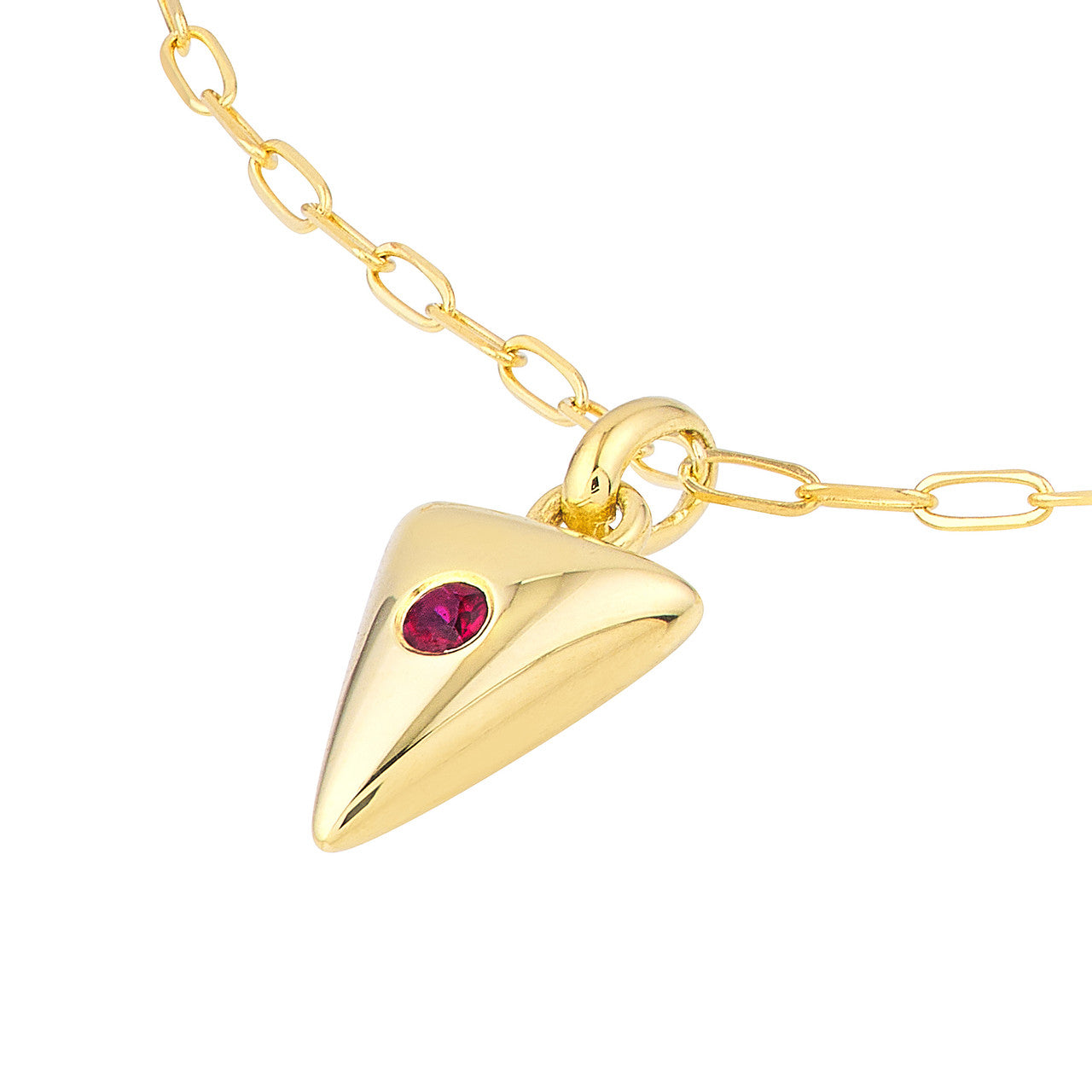Ruby Arrow Pendant in 14K Yellow Gold