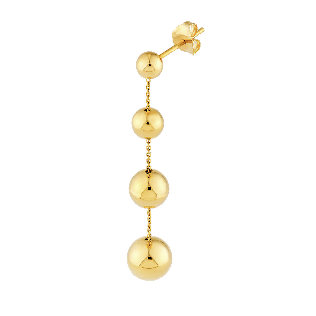 Graduated Bead Chain Dangle Earrings 14K Yellow Gold