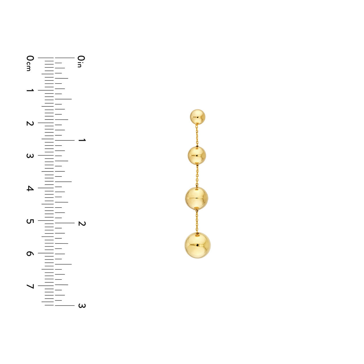 Graduated Bead Chain Dangle Earrings 14K Yellow Gold