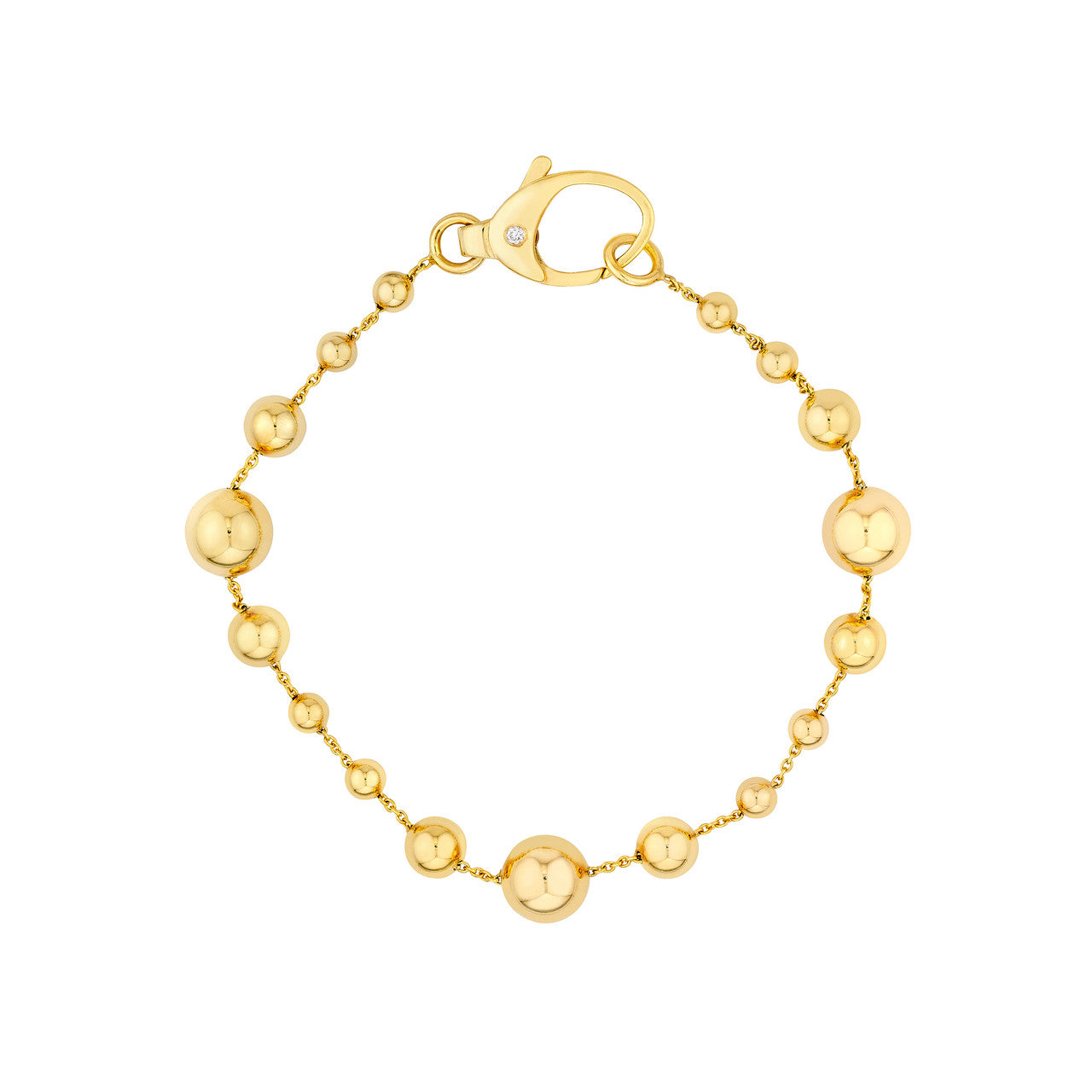 Diamond Bead Station Bracelet in 14K Yellow Gold
