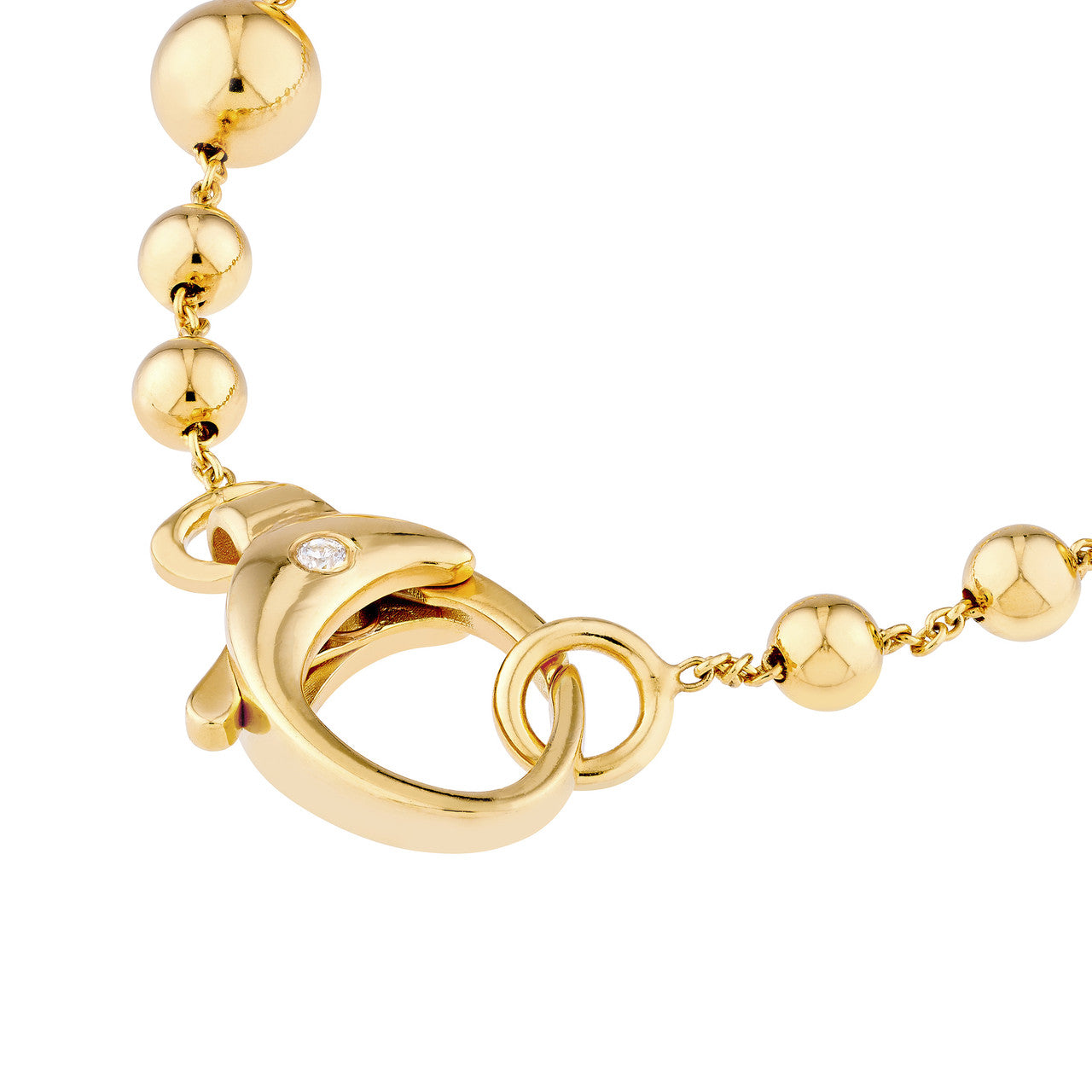 Diamond Bead Station Bracelet in 14K Yellow Gold