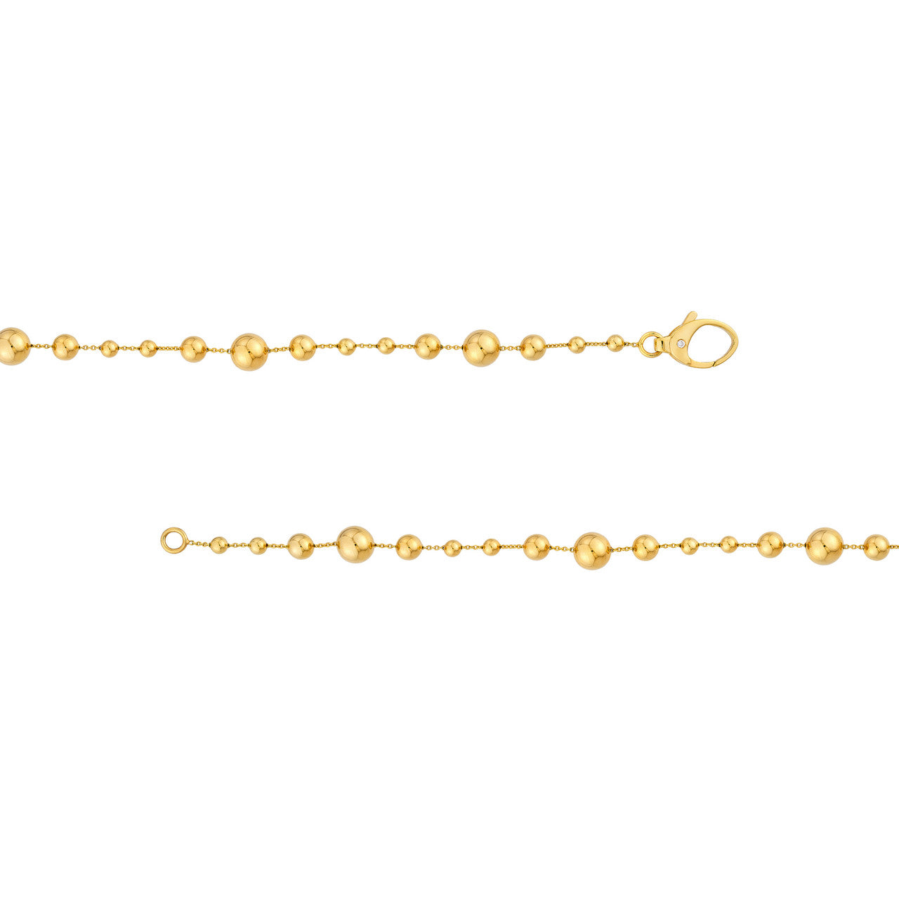 Diamond Bead Station Bracelet in 14K Yellow Gold