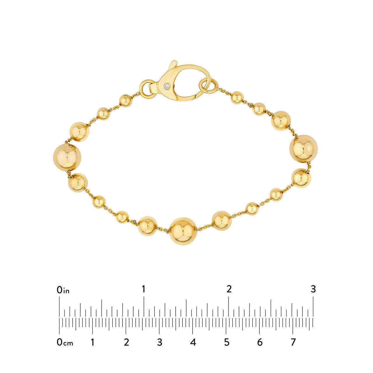 Diamond Bead Station Bracelet in 14K Yellow Gold
