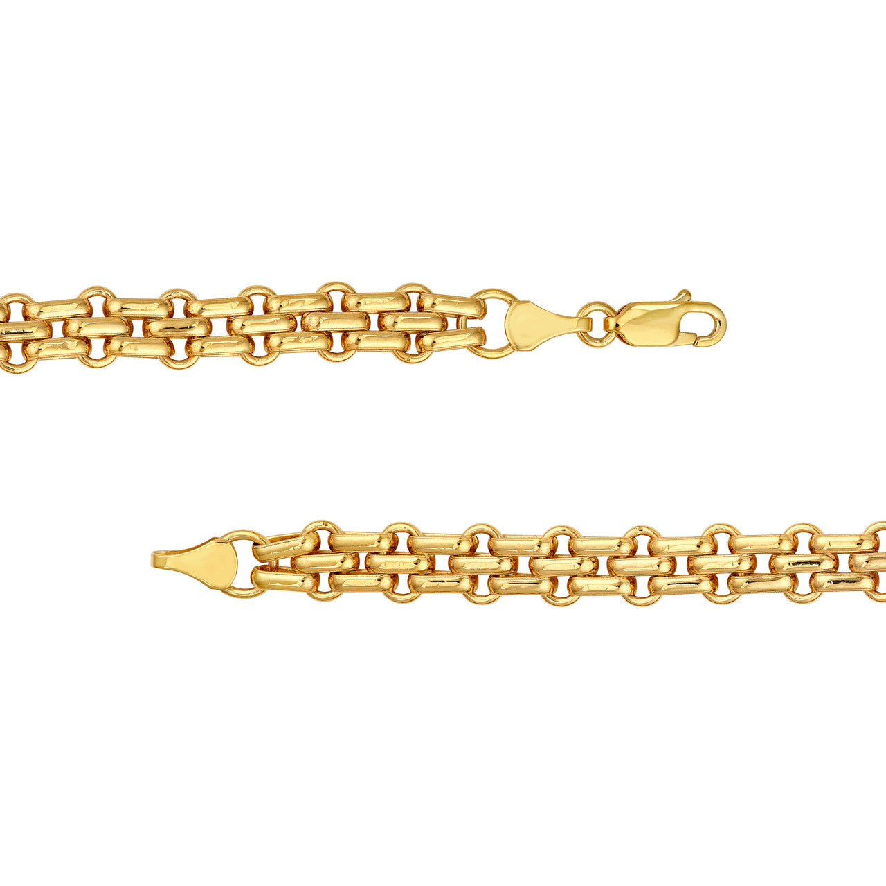 Hollow Railroad Link Necklace 14K Yellow Gold