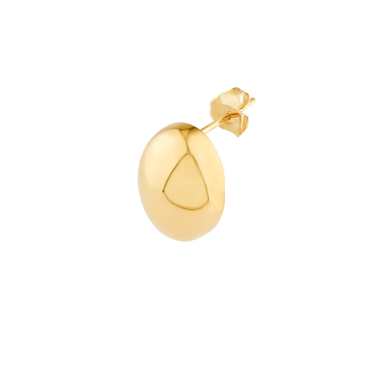 Puffy Oval Stud Earrings 14K Yellow Gold