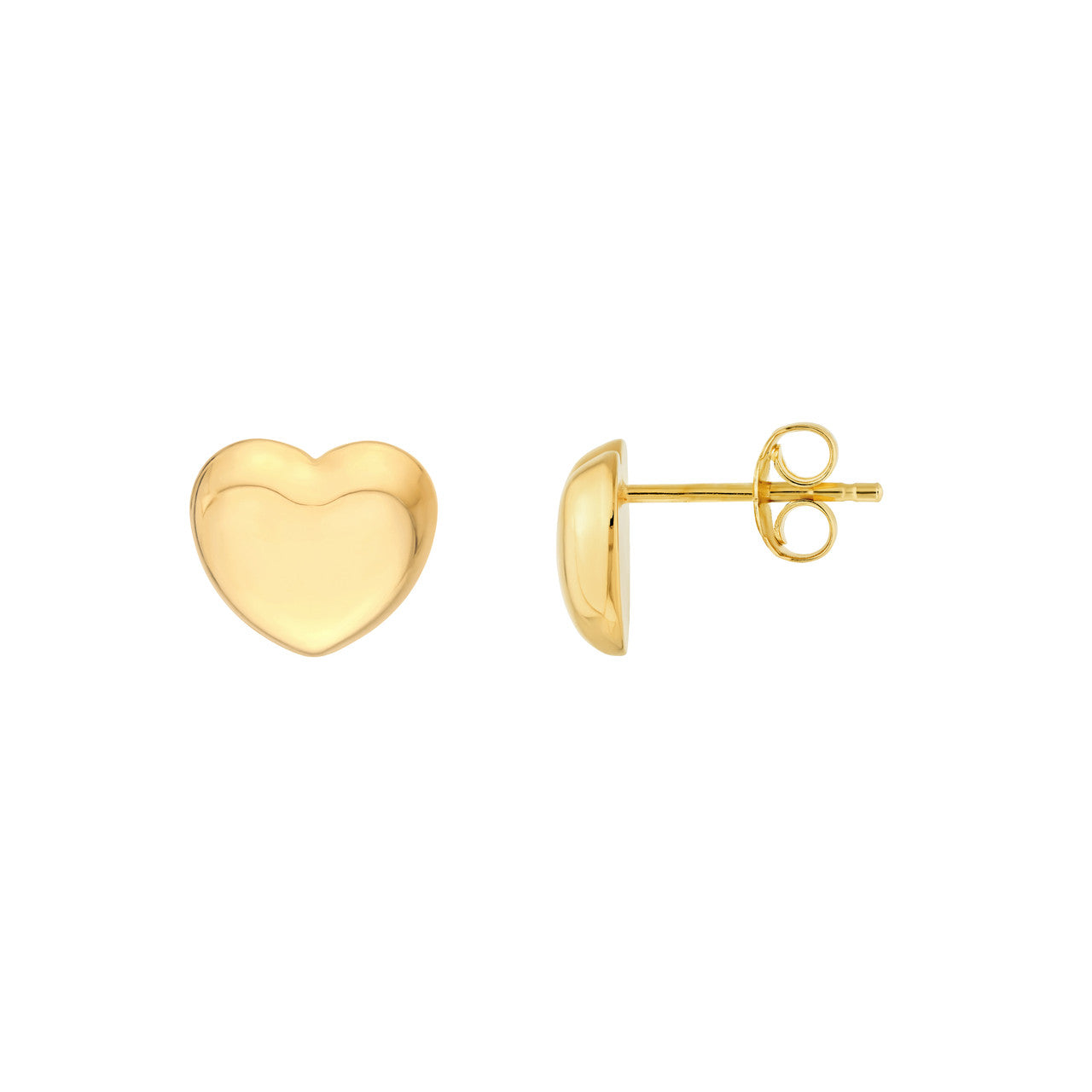 Puffy Heart Stud Earrings 14K Yellow Gold