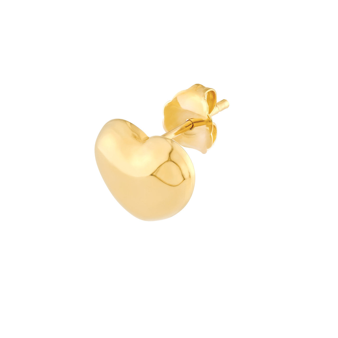 Puffy Heart Stud Earrings 14K Yellow Gold