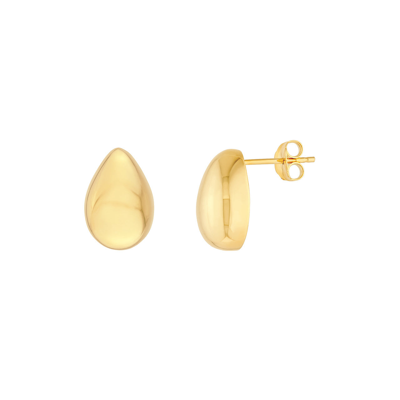 Puffy Teardrop Stud Earrings 14K Yellow Gold