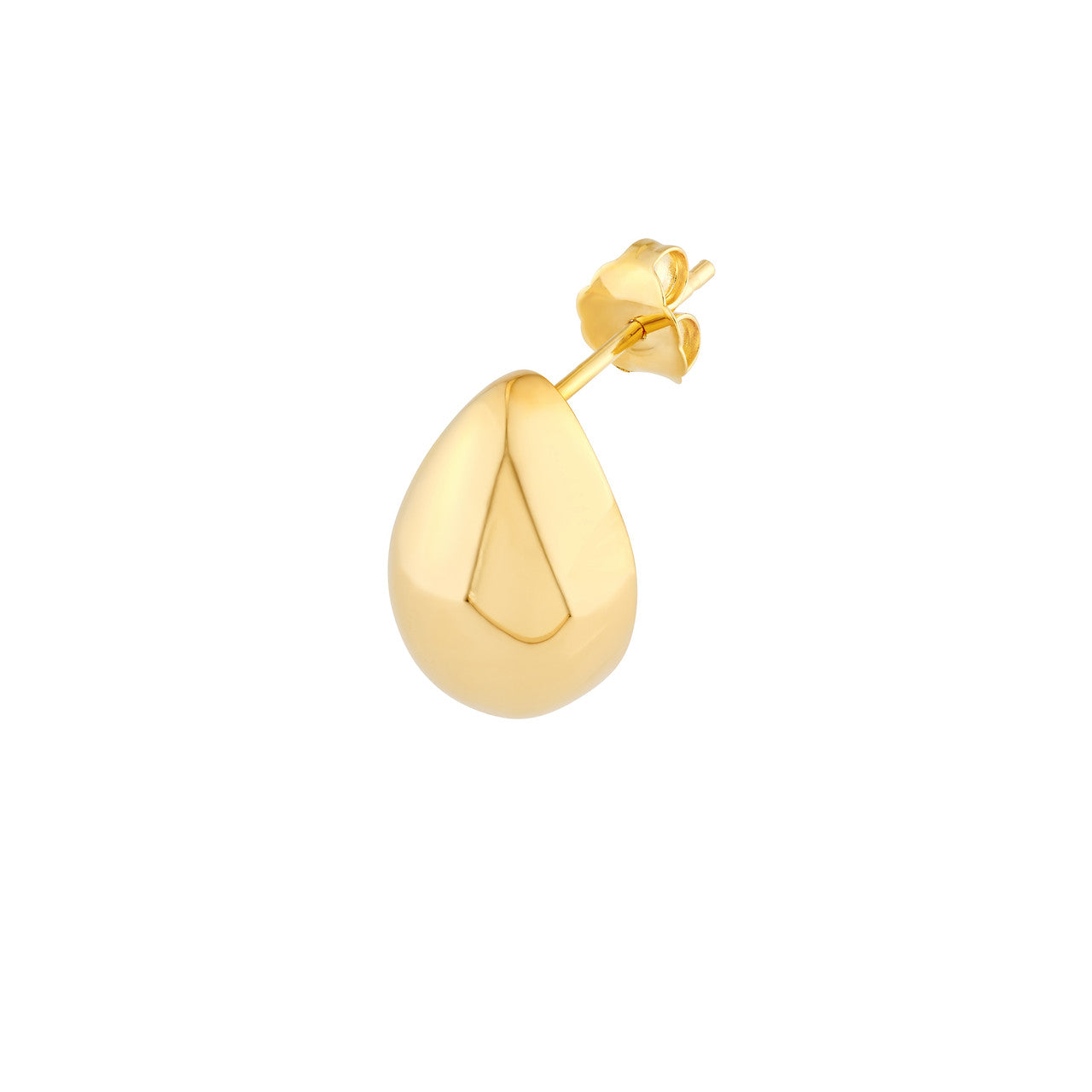 Puffy Teardrop Stud Earrings 14K Yellow Gold