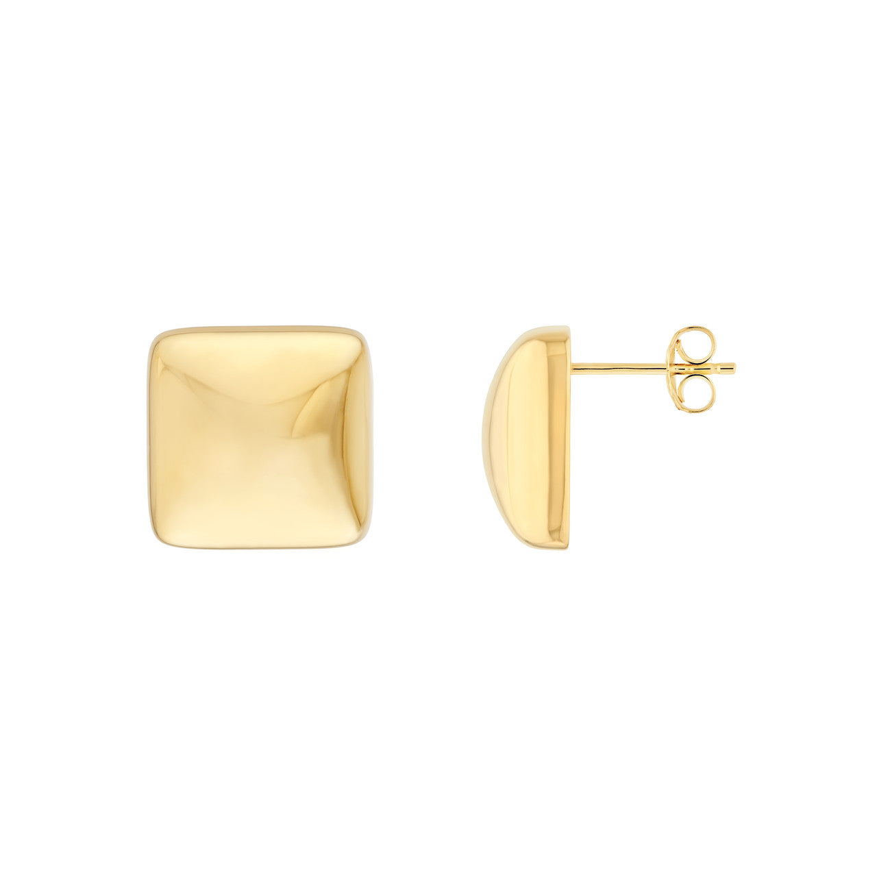 Puffy Square Earrings 14K Yellow Gold