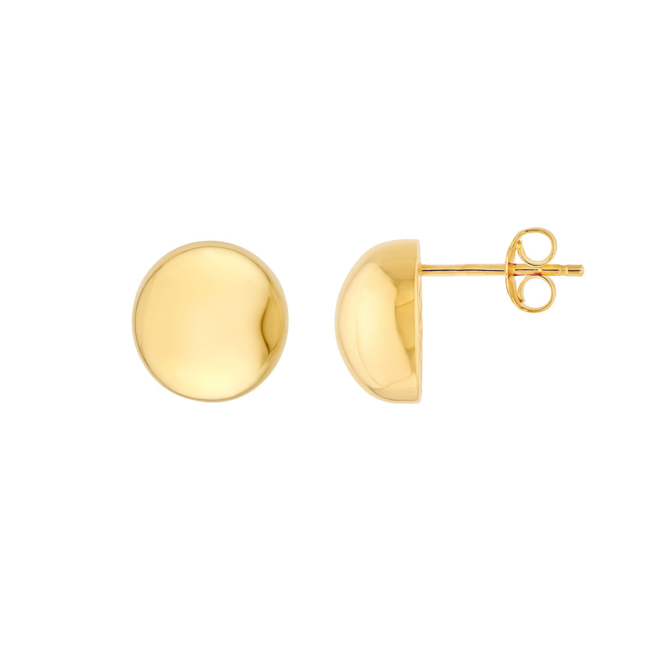 Puffy Round Stud Earrings 14K Yellow Gold
