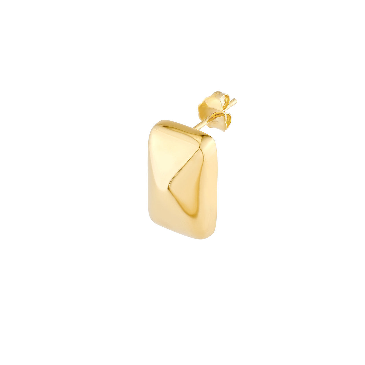 Puffy Rectangle Stud Earrings 14K Yellow Gold