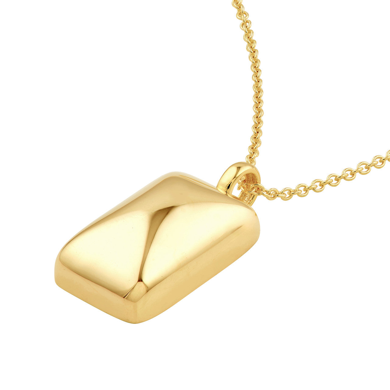 Puffy Rectangle Pendant in 14K Yellow Gold