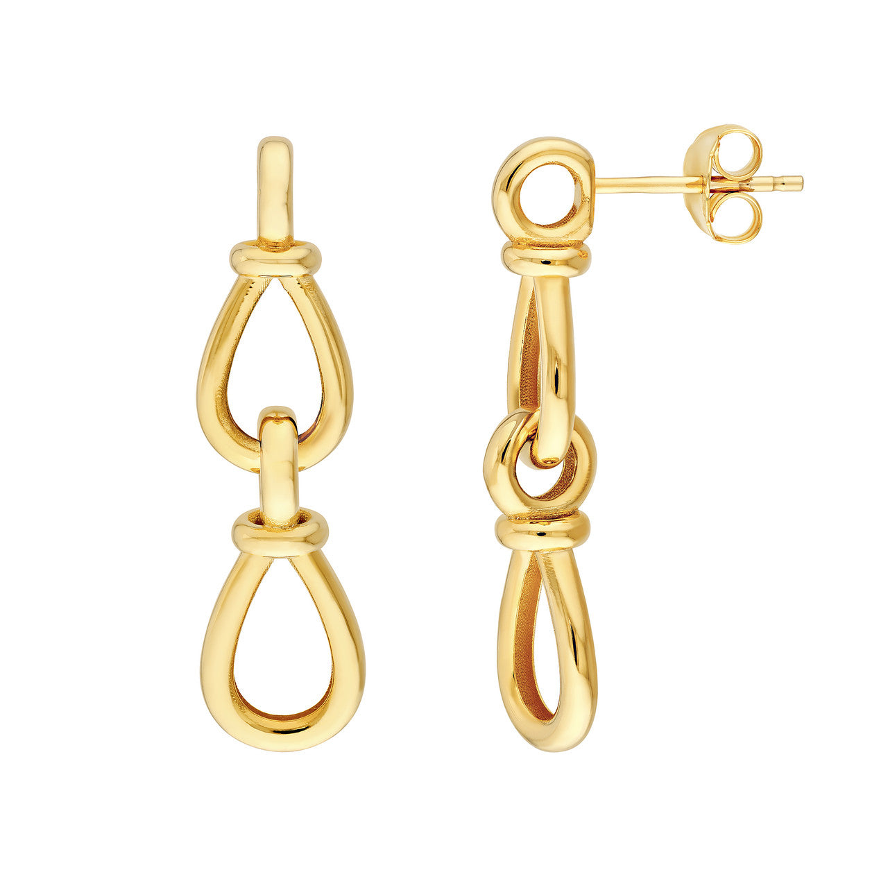 Teardrop Link Dangle Earrings 14K Yellow Gold