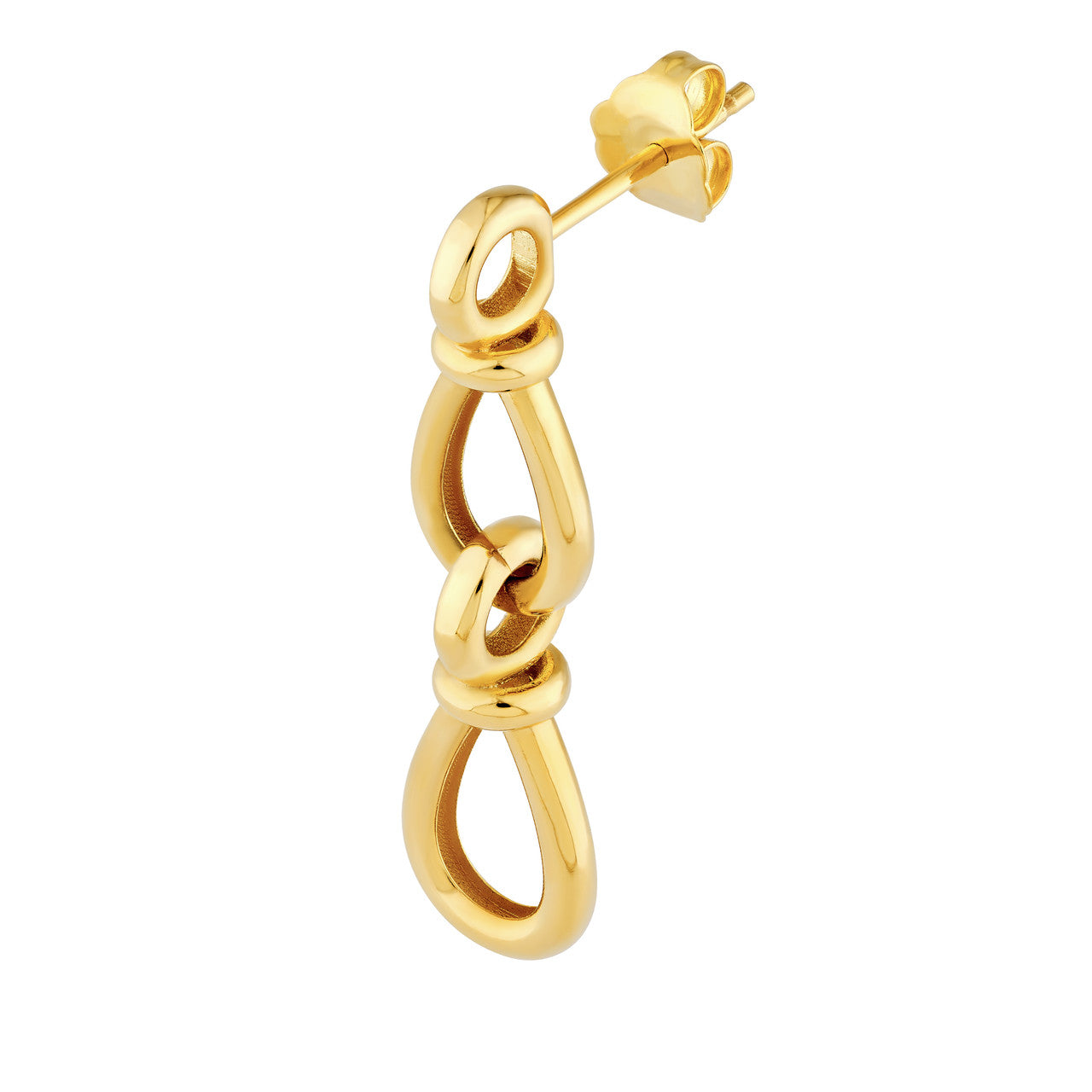 Teardrop Link Dangle Earrings 14K Yellow Gold