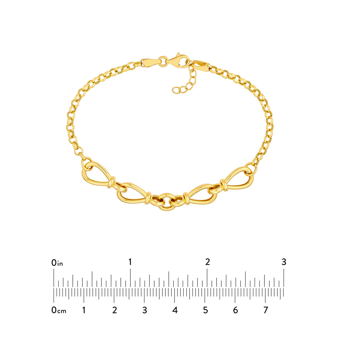 Hollow Teardrop Link Adjustable Bracelet 14K Yellow Gold
