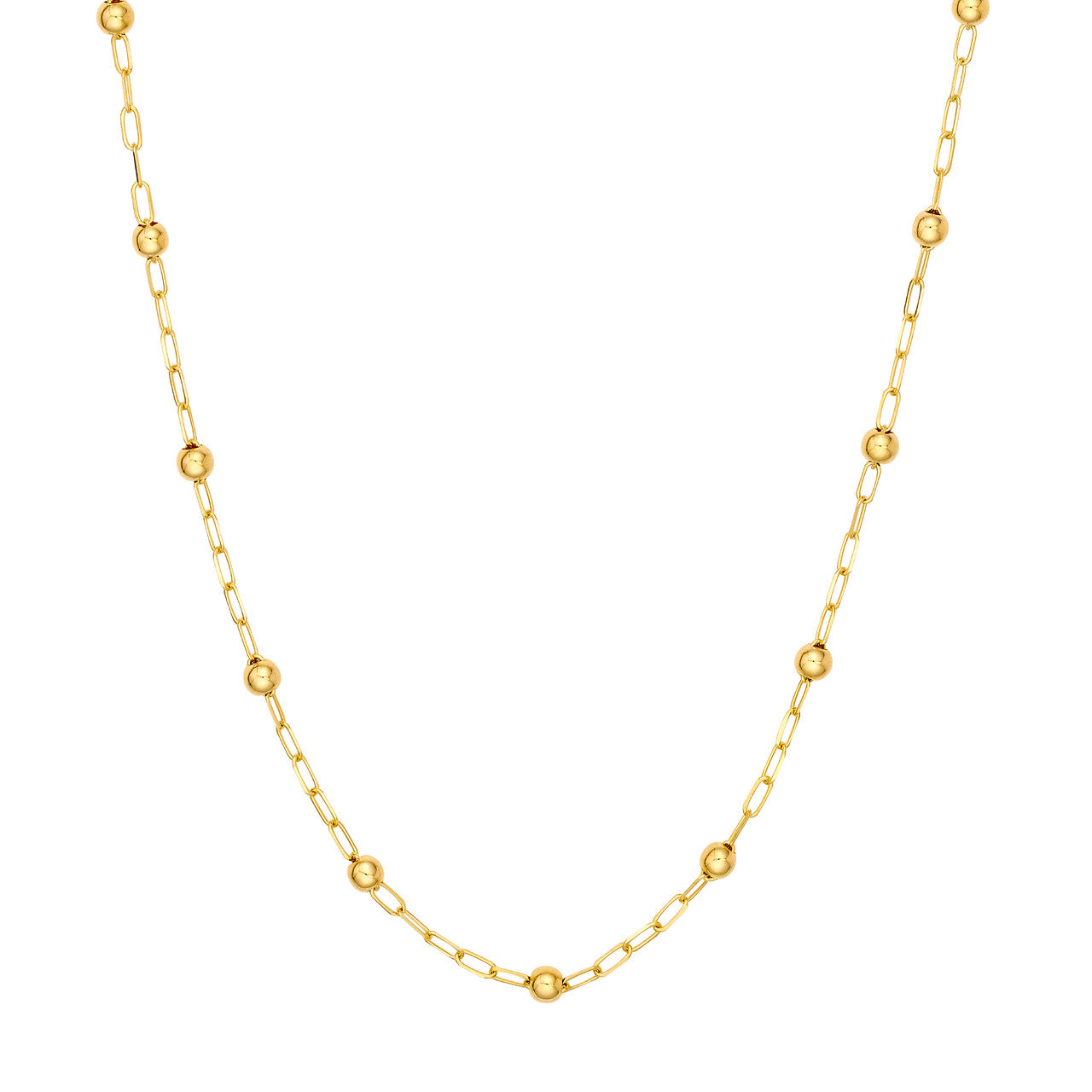 Beaded Paper Clip Chain 14K Yellow Gold