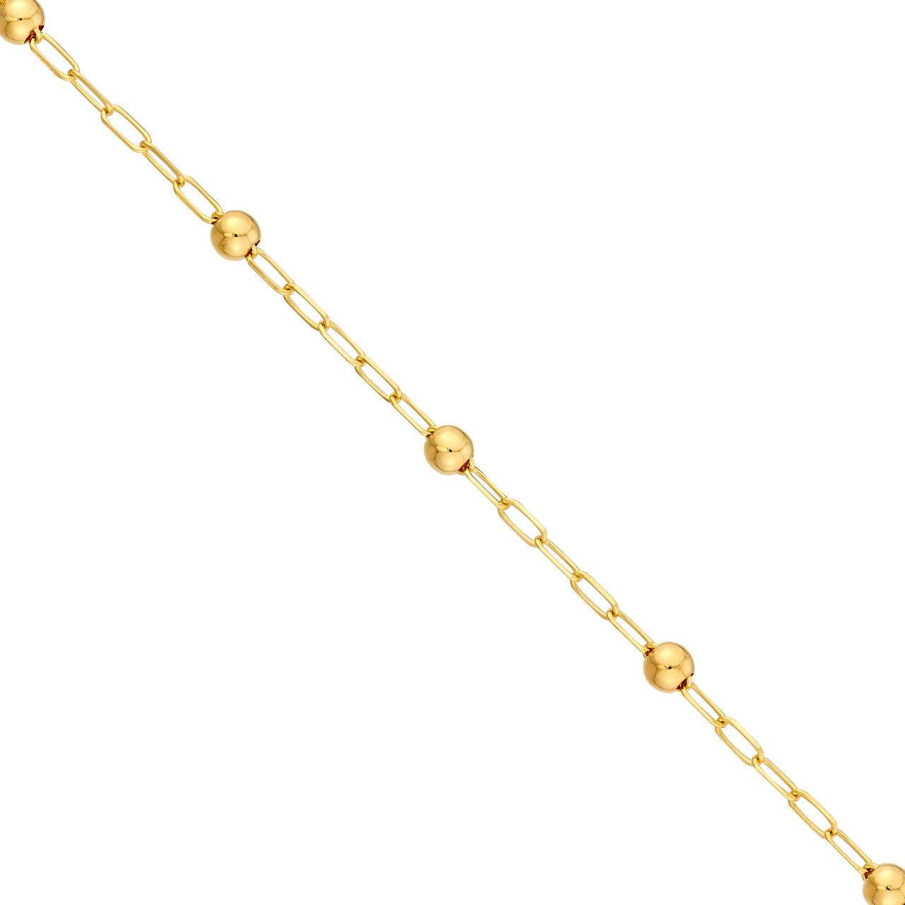 Beaded Paper Clip Chain 14K Yellow Gold