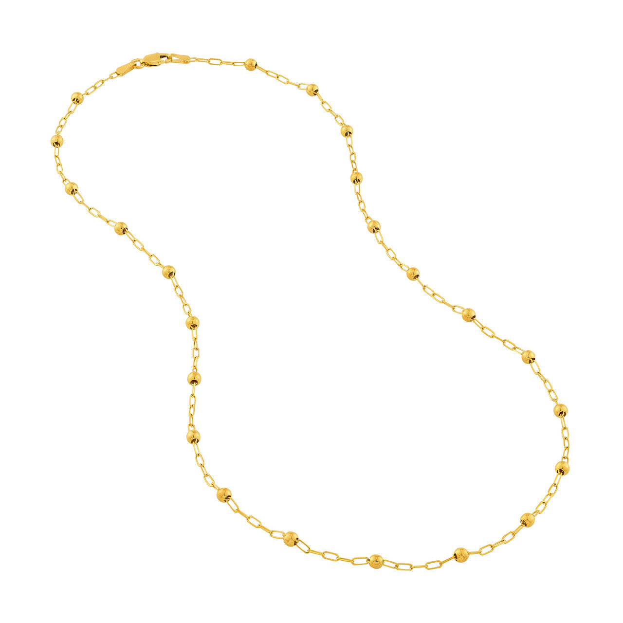 Beaded Paper Clip Chain 14K Yellow Gold