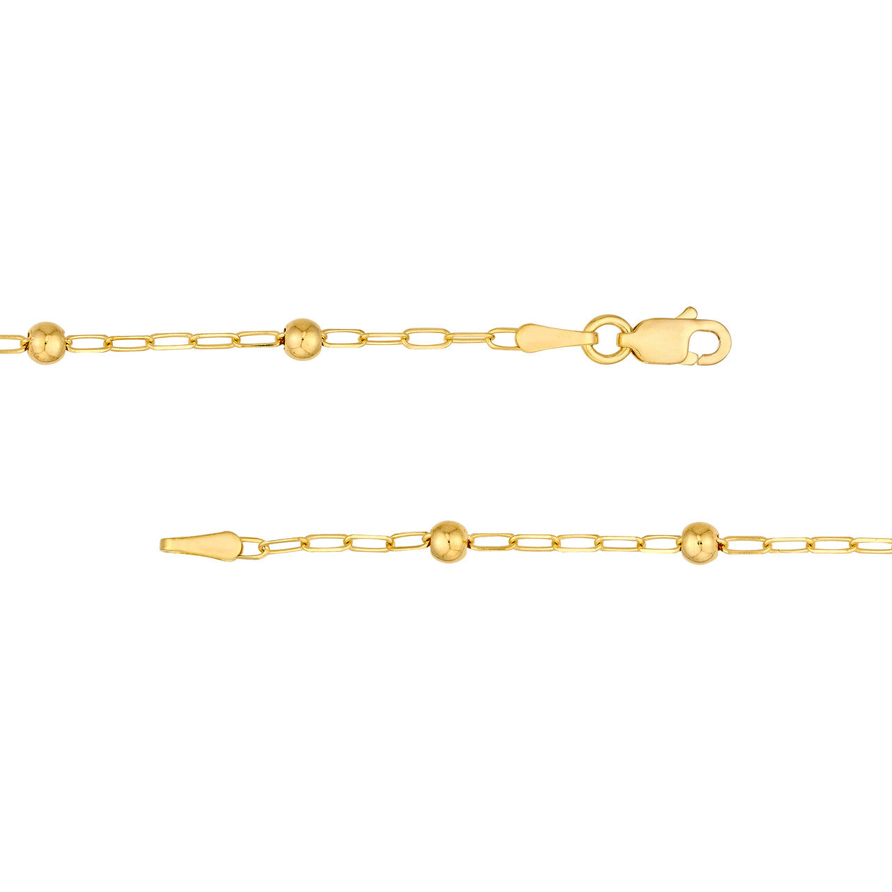 Beaded Paper Clip Chain 14K Yellow Gold