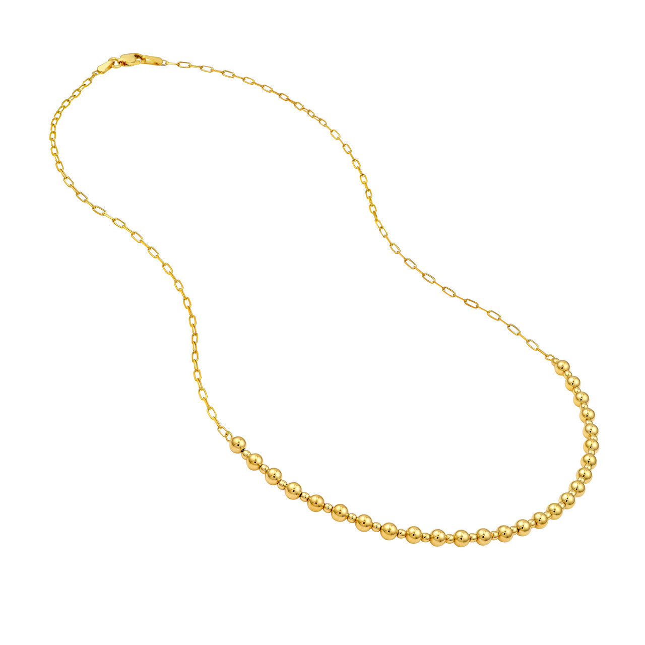 Alternating Bead Necklace 14K Yellow Gold