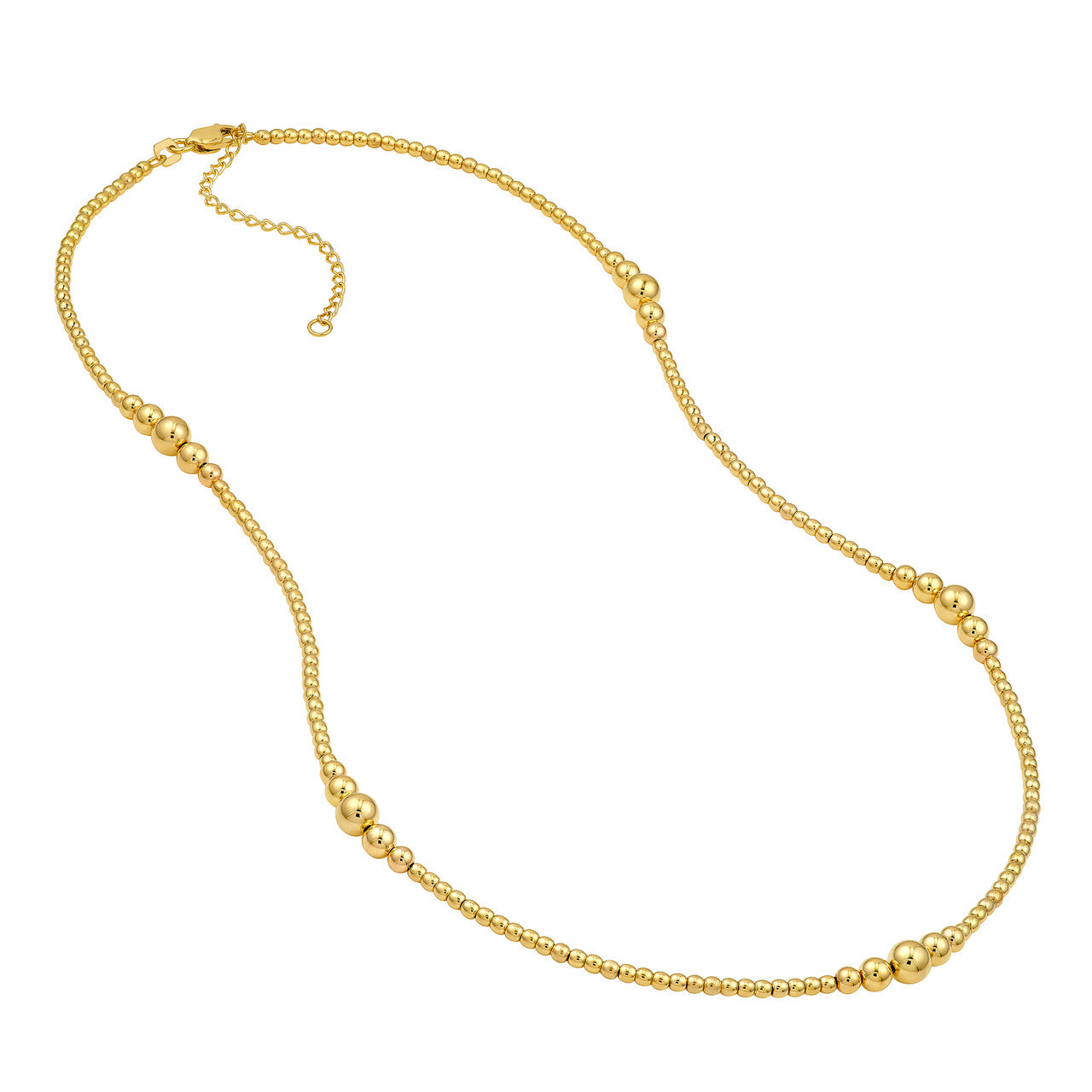 Graduated Bead Station Necklace 14K Yellow Gold