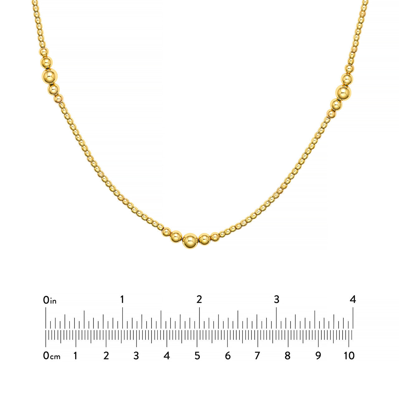 Graduated Bead Station Necklace 14K Yellow Gold