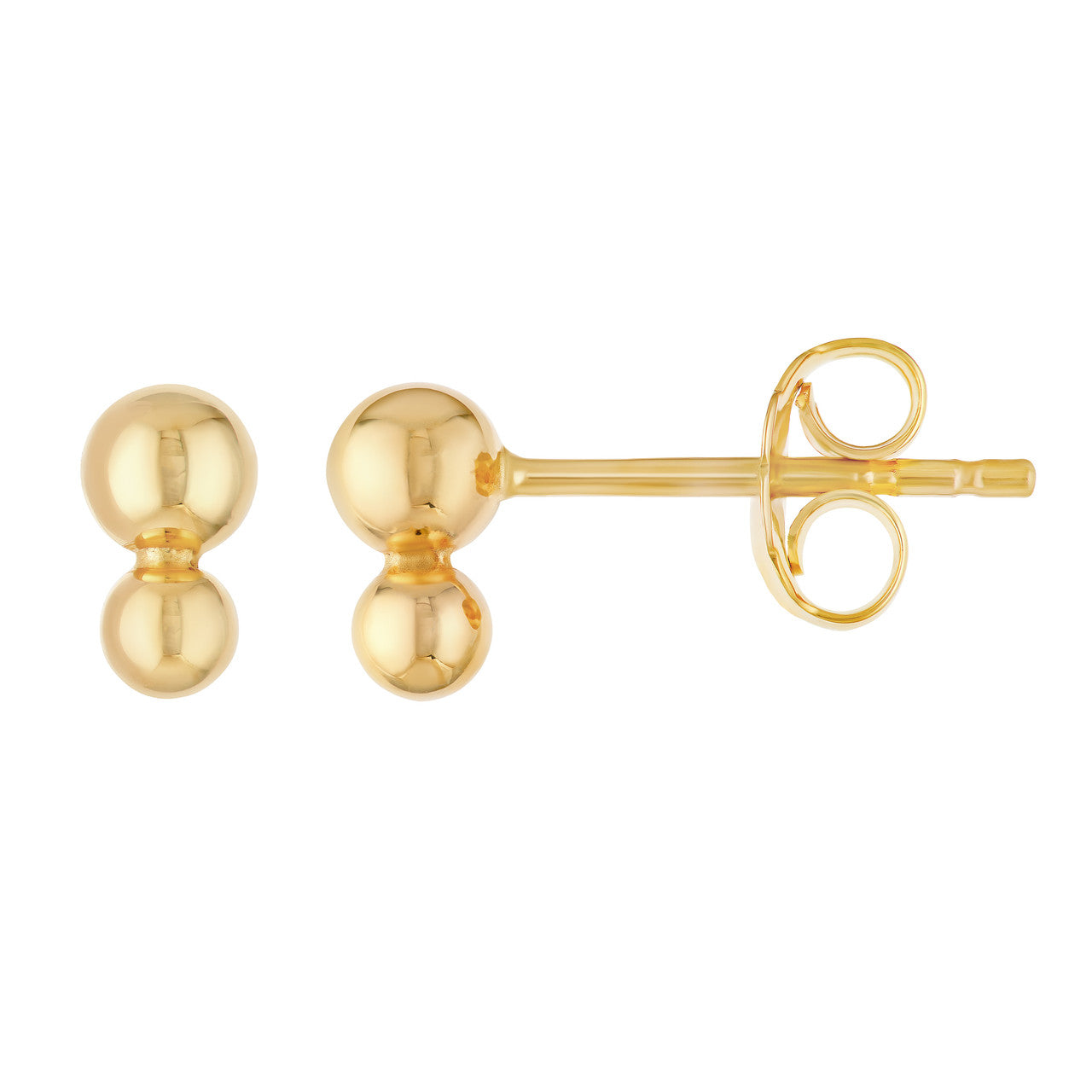 Double Bead Stud Earrings in 14K Yellow Gold