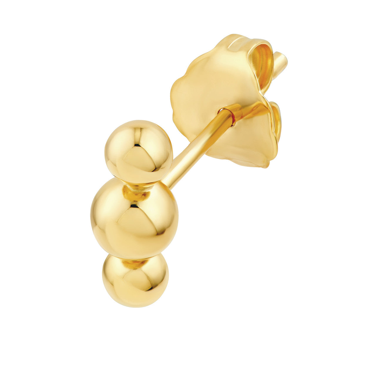 Linear Trio Bead Stud Earrings 14K Yellow Gold