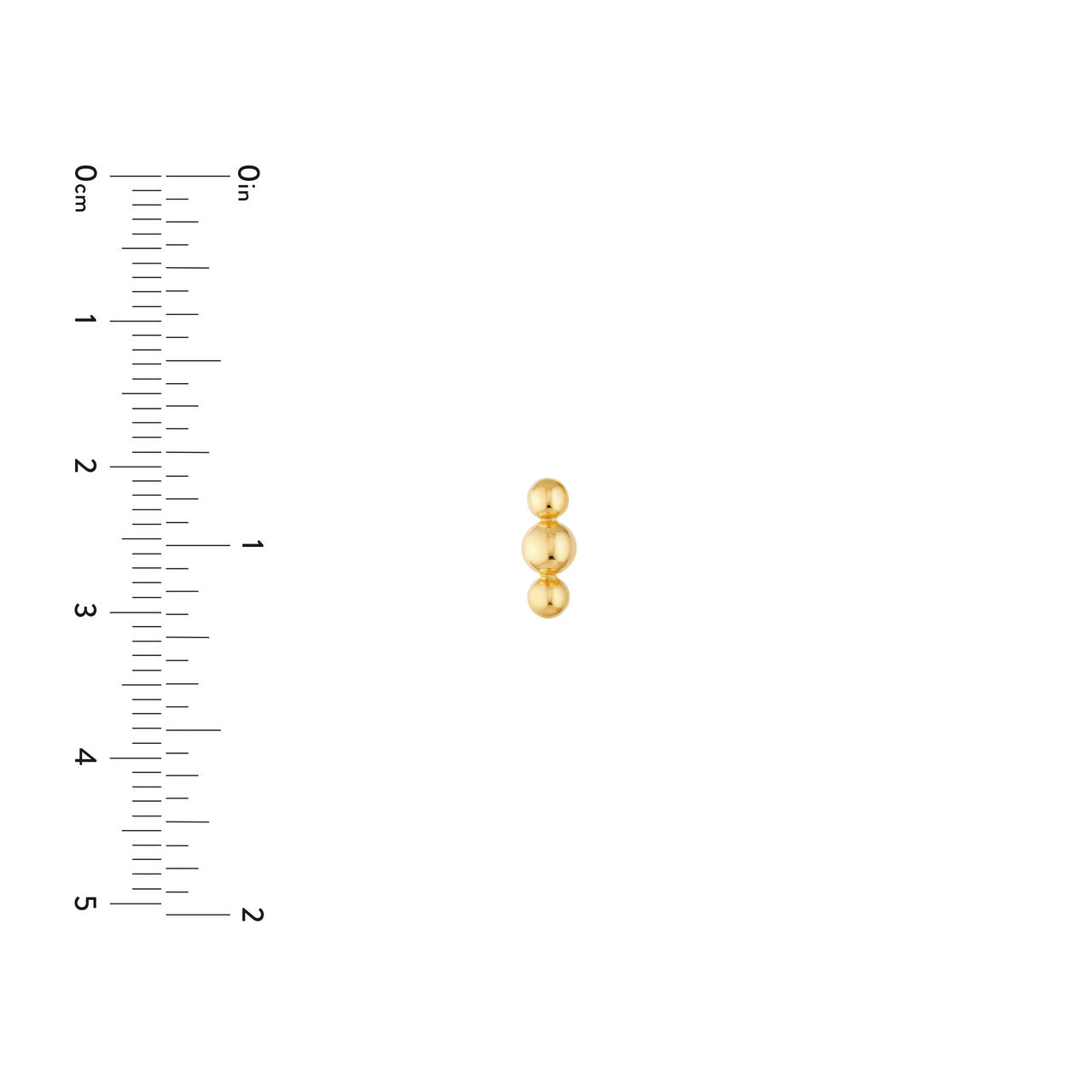 Linear Trio Bead Stud Earrings 14K Yellow Gold