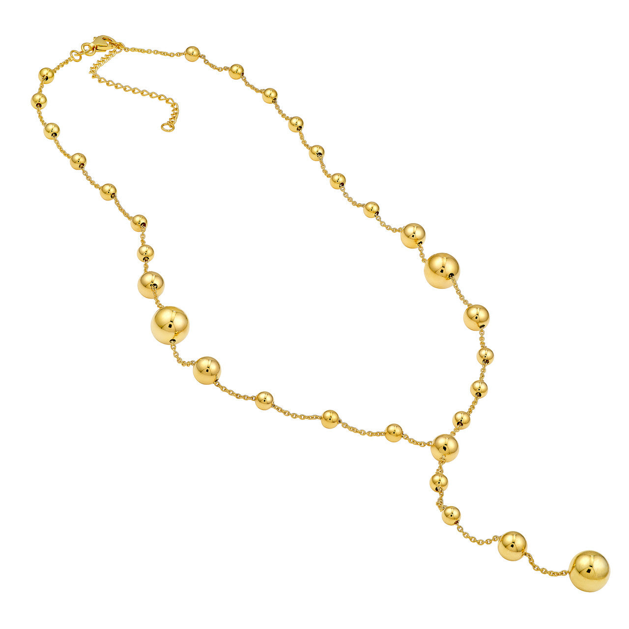 Graduated Bead Lariat Necklace 14K Yellow Gold