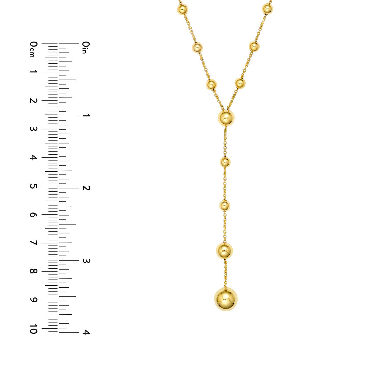Graduated Bead Lariat Necklace 14K Yellow Gold