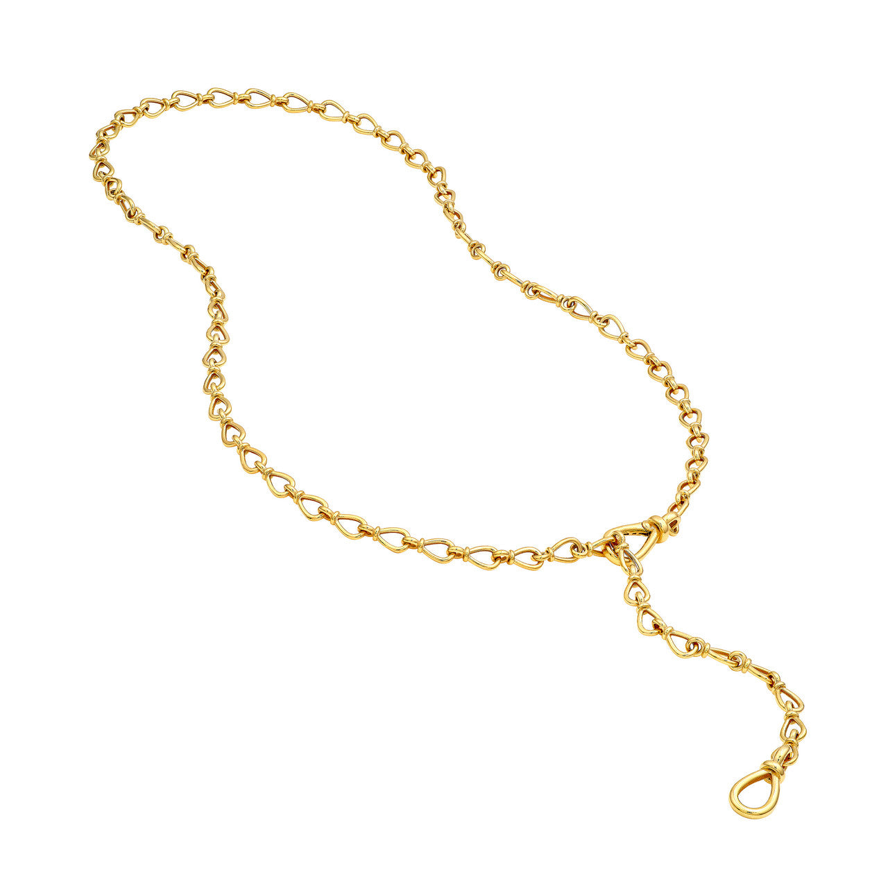 Teardrop Link Lariat Necklace 14K Yellow Gold