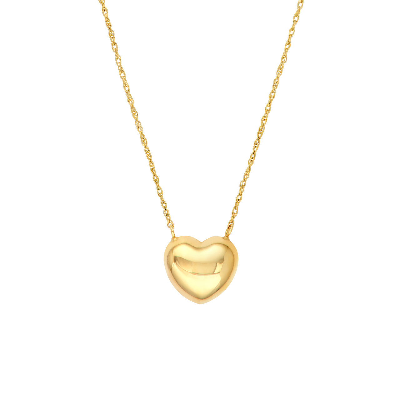Puffy Heart Necklace 14K Yellow Gold