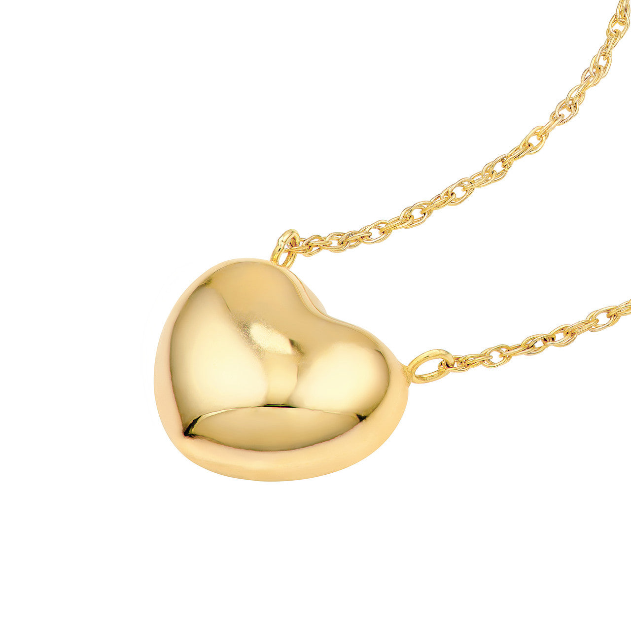Puffy Heart Necklace 14K Yellow Gold