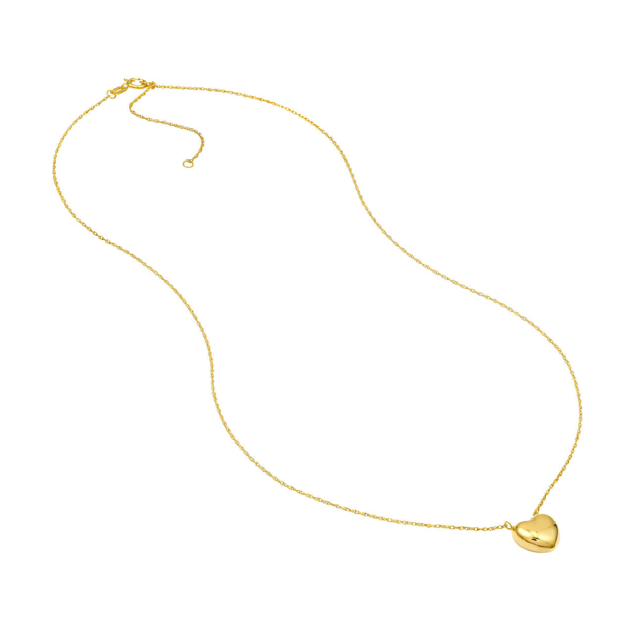 Puffy Heart Necklace 14K Yellow Gold
