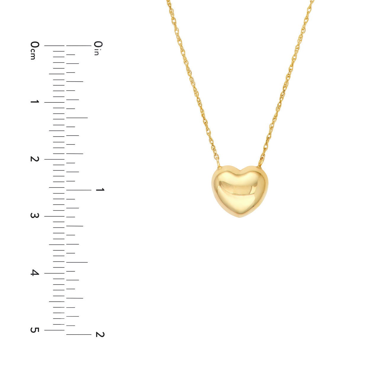 Puffy Heart Necklace 14K Yellow Gold